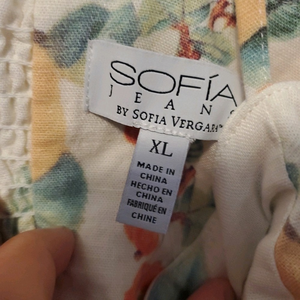 Sofia Jeans Sz XL Knot Front Peplum  Top White sleeveless linen Adjustable Strap - Picture 10 of 16